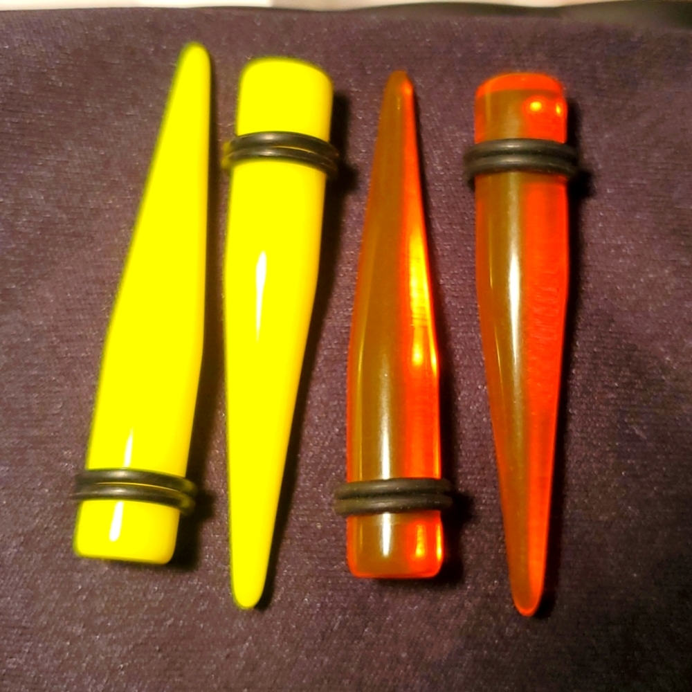 Yellow, orange translucent Tapers 2 pair ear plugs body piercing jewelry 00 …